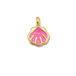 Metaal bedels DQ shell Magenta pink-Goud (nikkelvrij)