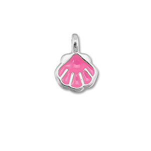 Metaal bedels DQ shell Magenta pink-Antiek zilver (nikkelvrij)