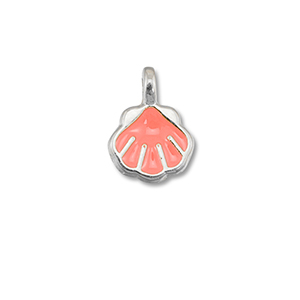 Metaal bedels DQ shell Coral red-Antiek zilver (nikkelvrij)