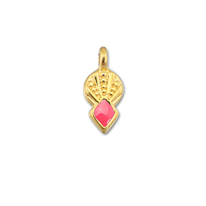 Metaal bedels DQ rhombus Coral red-Goud (nikkelvrij)