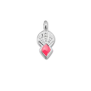 Metaal bedels DQ rhombus Coral red-Antiek zilver (nikkelvrij)