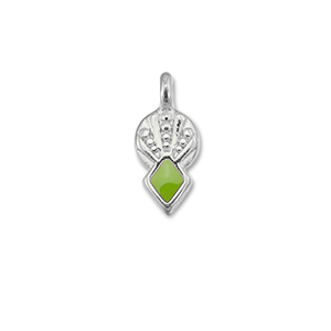 Metaal bedels DQ rhombus Light green-Antiek zilver (nikkelvrij)