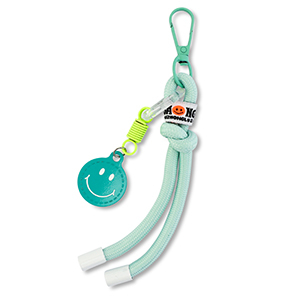 Sleutelhangers smiley with rope Mint-neon yellow-white