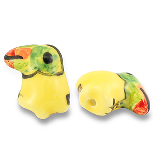 Keramiek kraal toucan Yellow-green-orange