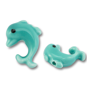Keramiek kraal dolphin Turquoise