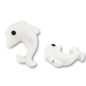 Keramiek kraal dolphin White