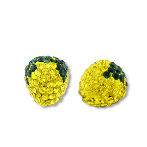 Kralen acryl met strass lemon Yellow-dark green