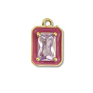 Brass TQ metaal bedels rectangle Gold-purple