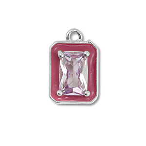 Brass TQ metaal bedels rectangle Silver-purple