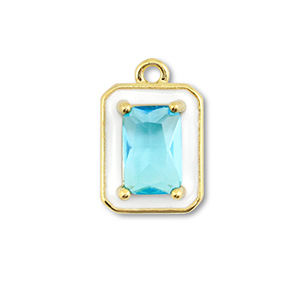 Brass TQ metaal bedels rectangle Gold-white-light blue