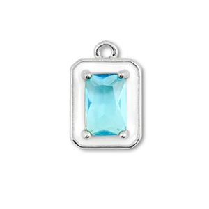 Brass TQ metaal bedels rectangle Silver-white-light blue