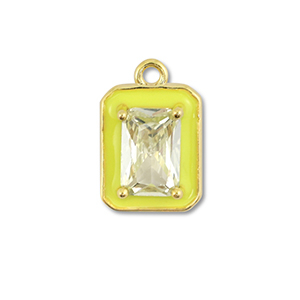 Brass TQ metaal bedels rectangle Gold-neon yellow-light yellow
