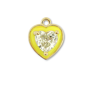 Brass TQ metaal bedels heart Gold-neon yellow-light yellow