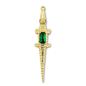 Brass TQ metaal bedels crocodile Gold-dark green