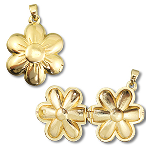 Eco-brass&reg; metaal bedels medaillon flower Gold