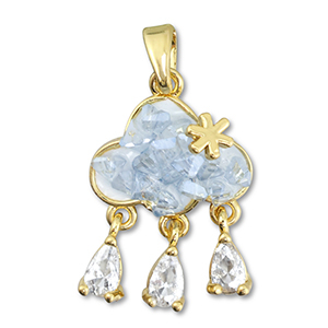 Eco-brass&reg; metaal bedels zirkonia cloud Gold-light grey