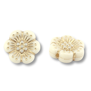 Kralen van acryl flower Off white-gold