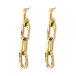 Oorbellen van Stainless steel Roestvrij staal (RVS) chain Gold