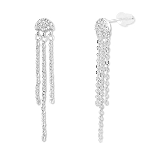 TQ metaal brass oorbellen / oorstekers jellyfish Silver-transparent