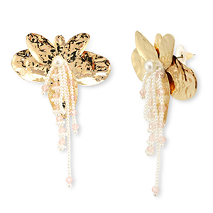 Musthave oorbellen flower Gold-white-light pink