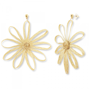 Musthave raffia oorbellen flower Vanilla yellow-gold