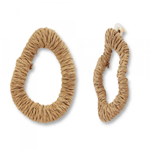 Musthave raffia oorbellen irregular Light brown-gold