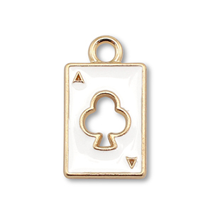 Metaal bedels enamel card Gold-white