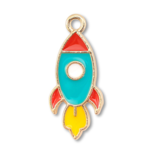 Metaal bedels enamel rocket Gold-multicolour
