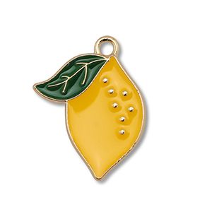 Metaal bedels enamel lemon Gold-yellow-dark green