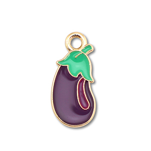 Metaal bedels enamel eggplant Gold-dark purple-green