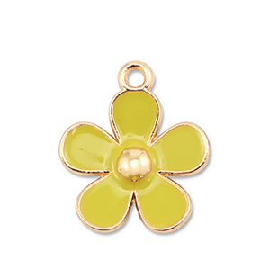 Metaal bedels enamel flower Gold-yellow