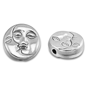Kralen van Stainless steel Roestvrij staal (RVS) moon & sun Silver