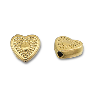 Kralen van Stainless steel Roestvrij staal (RVS) heart Gold