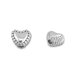 Kralen van Stainless steel Roestvrij staal (RVS) heart Silver