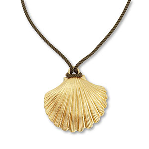 Statement kettingen touw with shell Dark green-gold