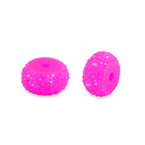 Kralen van resin rondellen 12mm Magenta pink