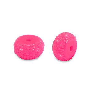 Kralen van resin rondellen 10mm Neon pink