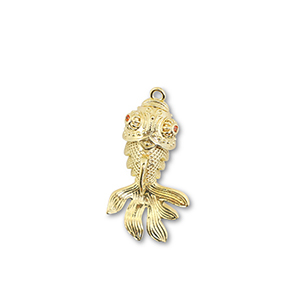 Brass TQ metaal bedels fish Gold-orange