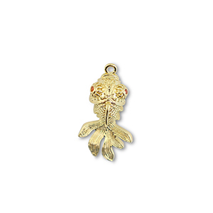 Brass TQ metaal bedels fish Gold-orange
