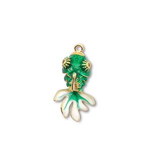 Eco-brass&reg; metaal bedels fish Gold-green-white