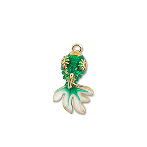 Eco-brass&reg; metaal bedels fish Gold-green-white