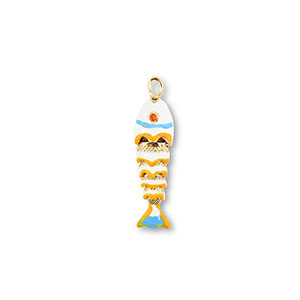 Brass TQ metaal bedels fish Gold-white-yellow-light blue