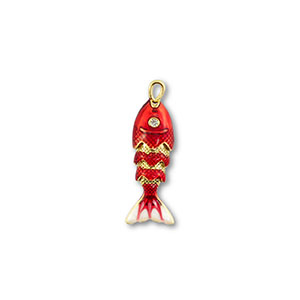 Eco-brass&reg; metaal bedels fish Gold-red-white