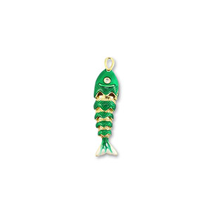 Eco-brass&reg; metaal bedels fish Gold-green-white