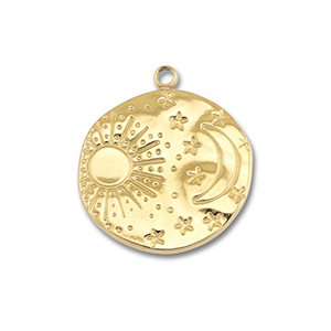 Bedels van Stainless steel Roestvrij staal (RVS) sun & moon Gold