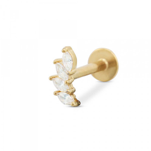 Oorpiercing van Stainless steel Roestvrij staal (RVS) leaf Gold