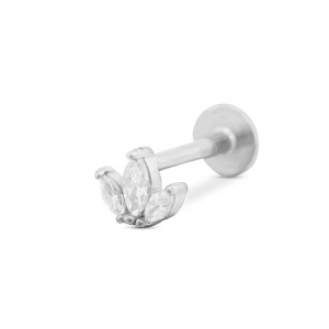Oorpiercing van Stainless steel Roestvrij staal (RVS) leaf Silver