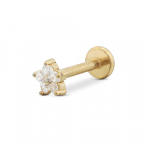 Oorpiercing van Stainless steel Roestvrij staal (RVS) flower Gold