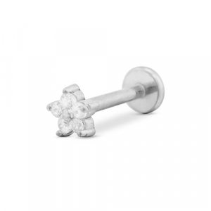 Oorpiercing van Stainless steel Roestvrij staal (RVS) flower Silver