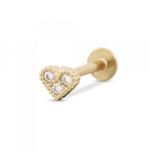 Oorpiercing van Stainless steel Roestvrij staal (RVS) heart Gold